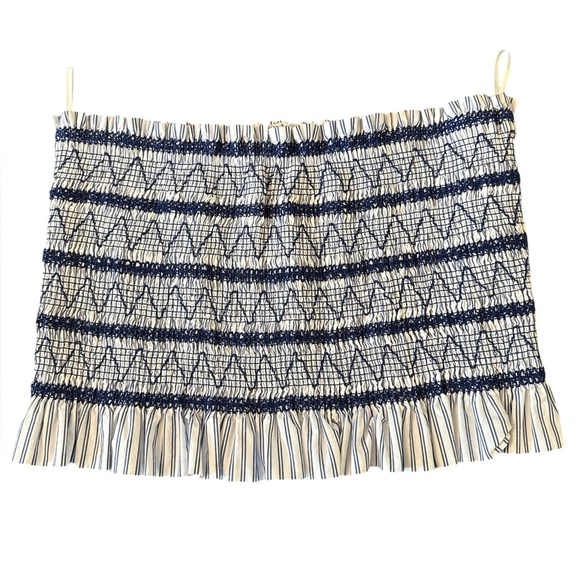 Christian Lacroix Smocked Tube Top Navy Blue White Size Large Designer Strapless - Picture 1 of 6